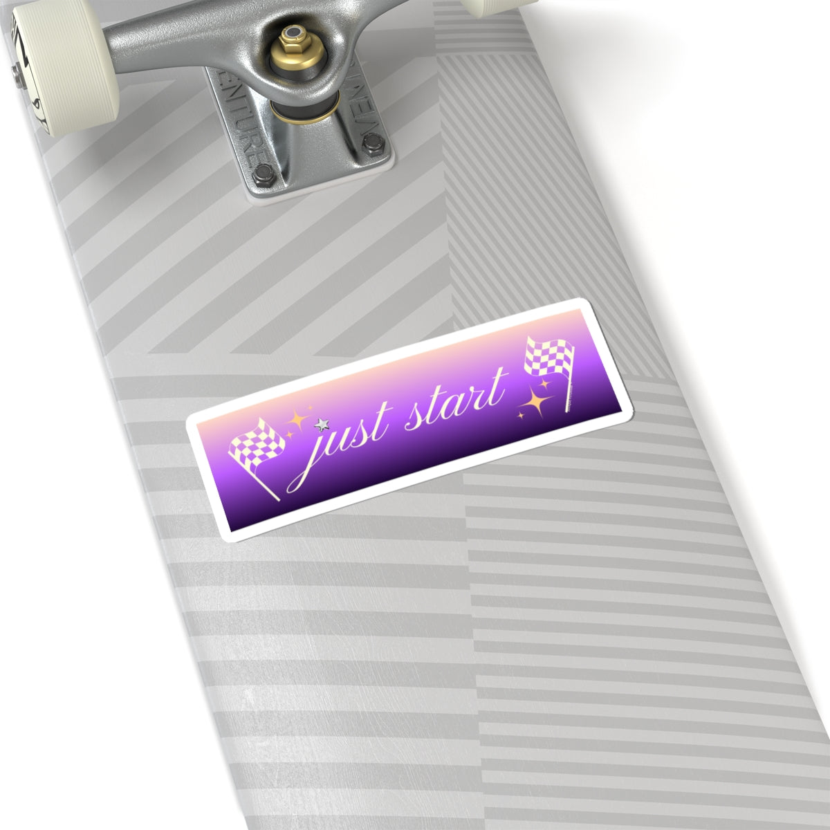 Just Start Motivational Racing Flag Starry Kiss Cut Sticker Sunset Creme ✨