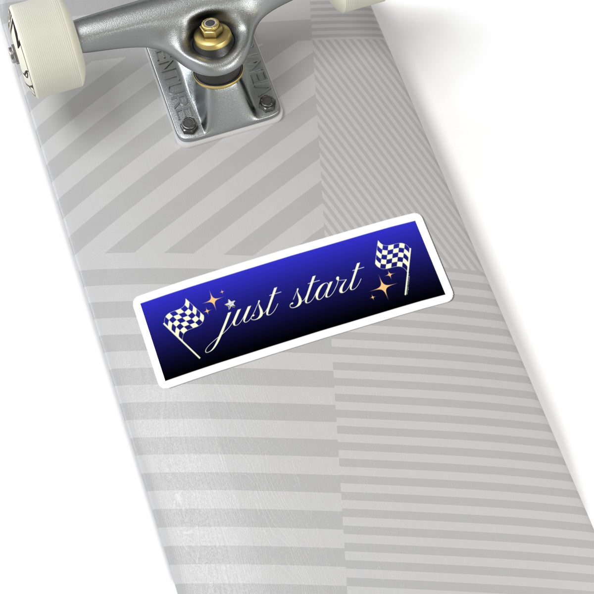Just Start Motivational Racing Flag Starry Kiss Cut Sticker Midnight Light ✨