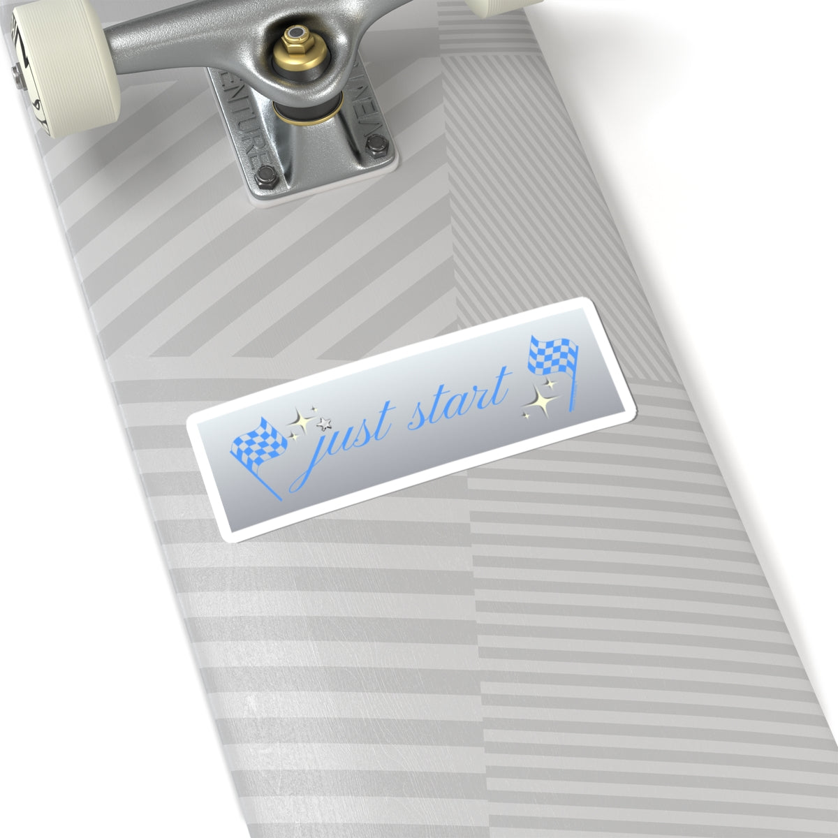 Just Start Motivational Racing Flag Starry Kiss Cut Sticker Star Blue ✨