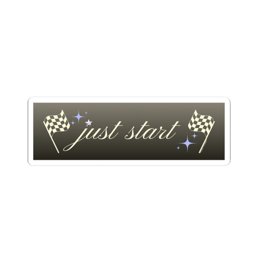 Just Start Motivational Racing Flag Starry Kiss Cut Sticker Graphite Creme ✨