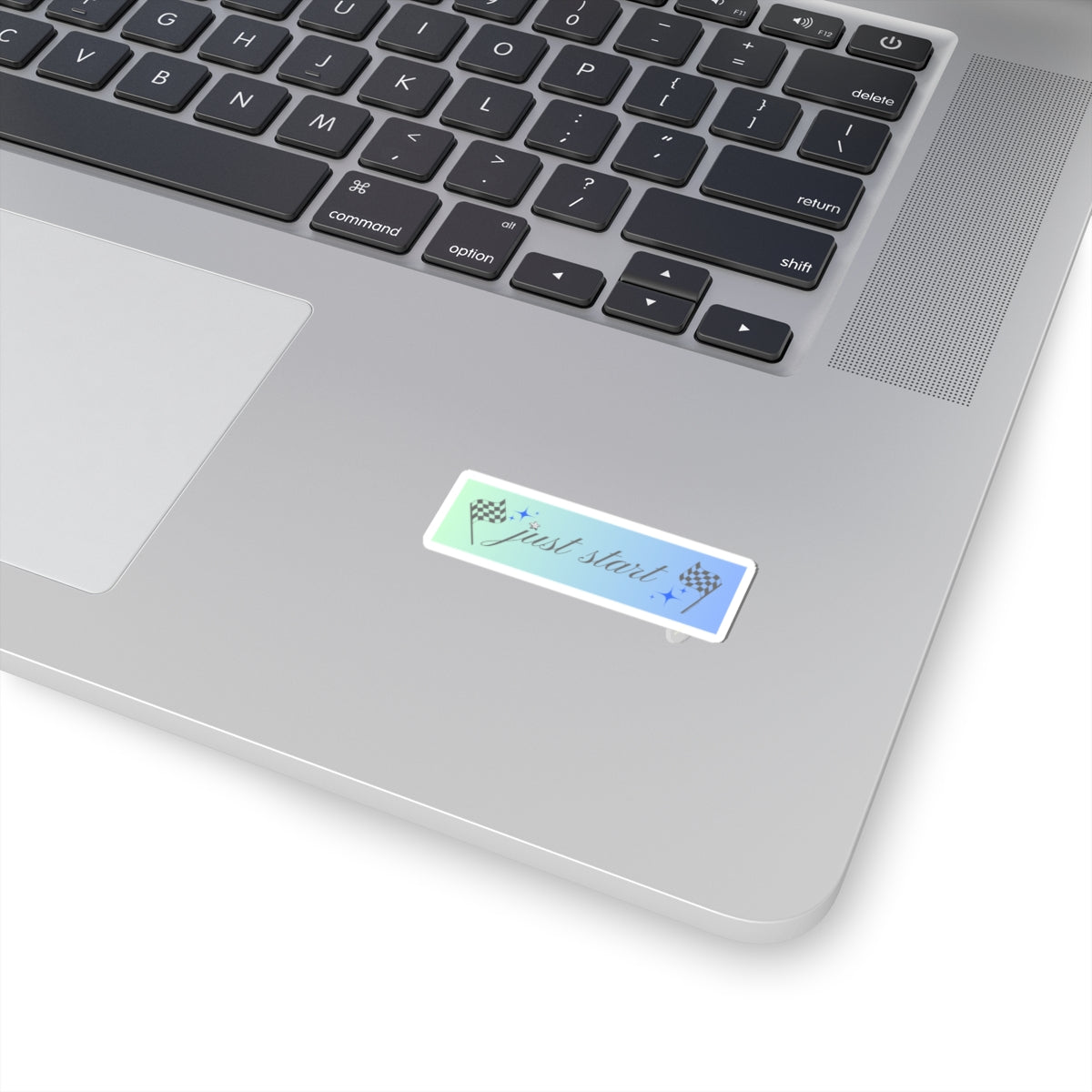 Just Start Motivational Racing Flag Starry Kiss Cut Sticker Sky Haze ✨