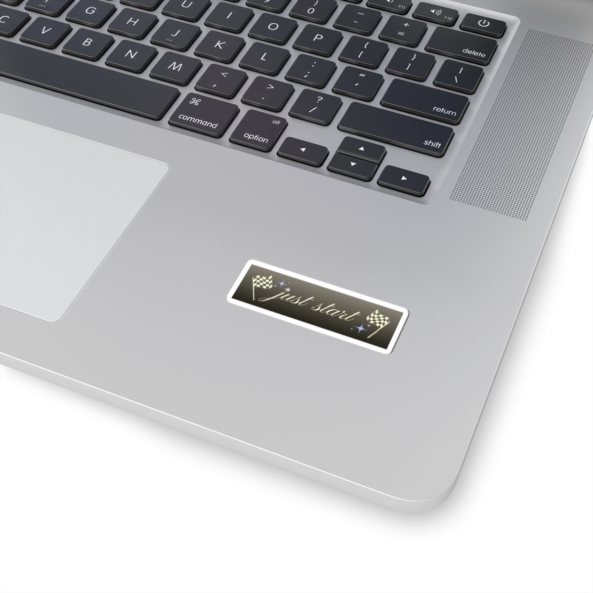 Just Start Motivational Racing Flag Starry Kiss Cut Sticker Graphite Creme ✨