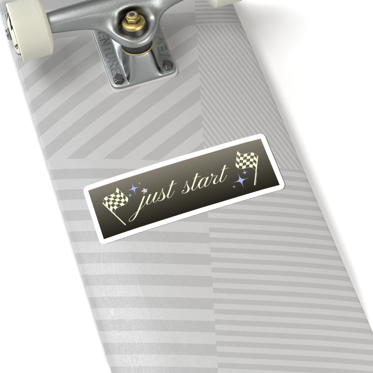 Just Start Motivational Racing Flag Starry Kiss Cut Sticker Graphite Creme ✨