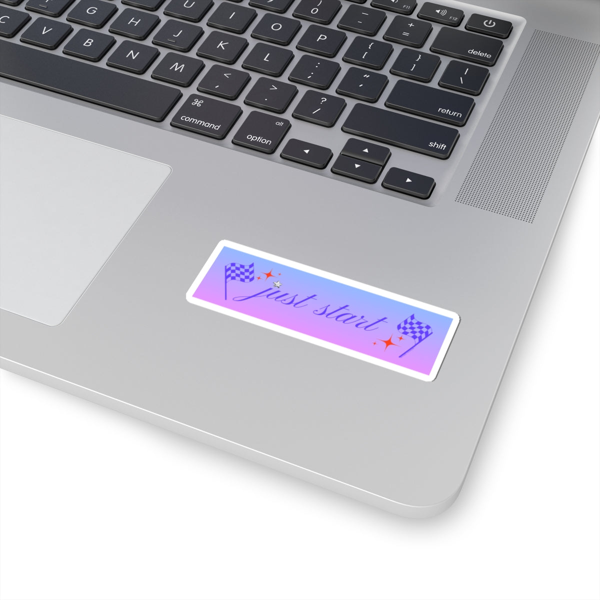 Just Start Motivational Racing Flag Starry Kiss Cut Sticker Graphite Creme ✨