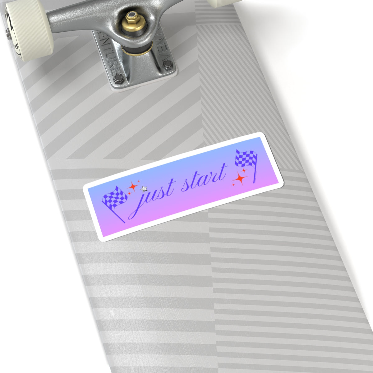 Just Start Motivational Racing Flag Starry Kiss Cut Sticker Graphite Creme ✨