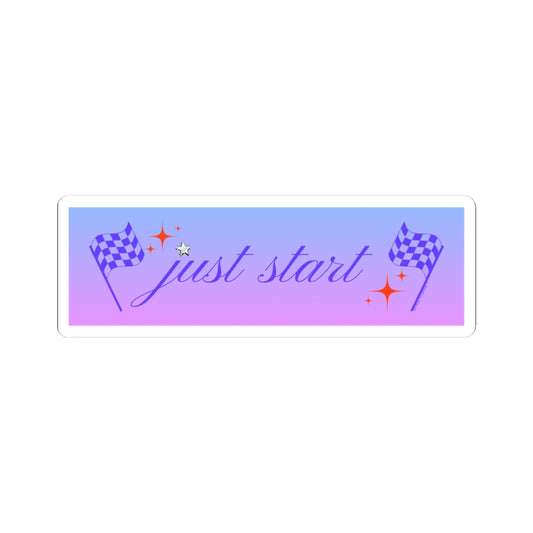 Just Start Motivational Racing Flag Starry Kiss Cut Sticker Graphite Creme ✨