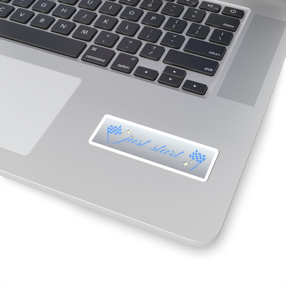 Just Start Motivational Racing Flag Starry Kiss Cut Sticker Star Blue ✨