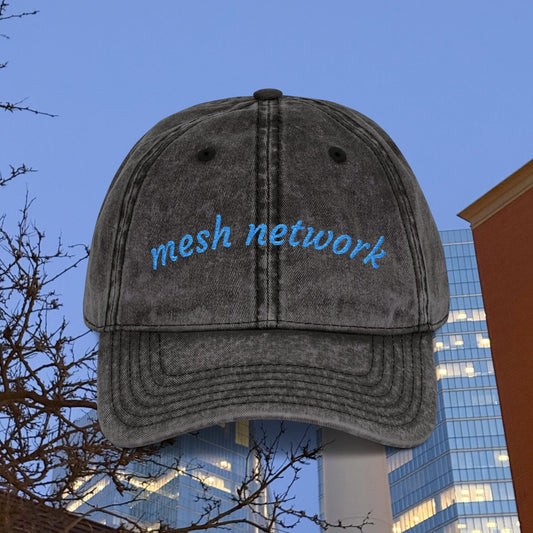 Mesh Network Embroidered Baseball Cap Sky Blue Charcoal Black