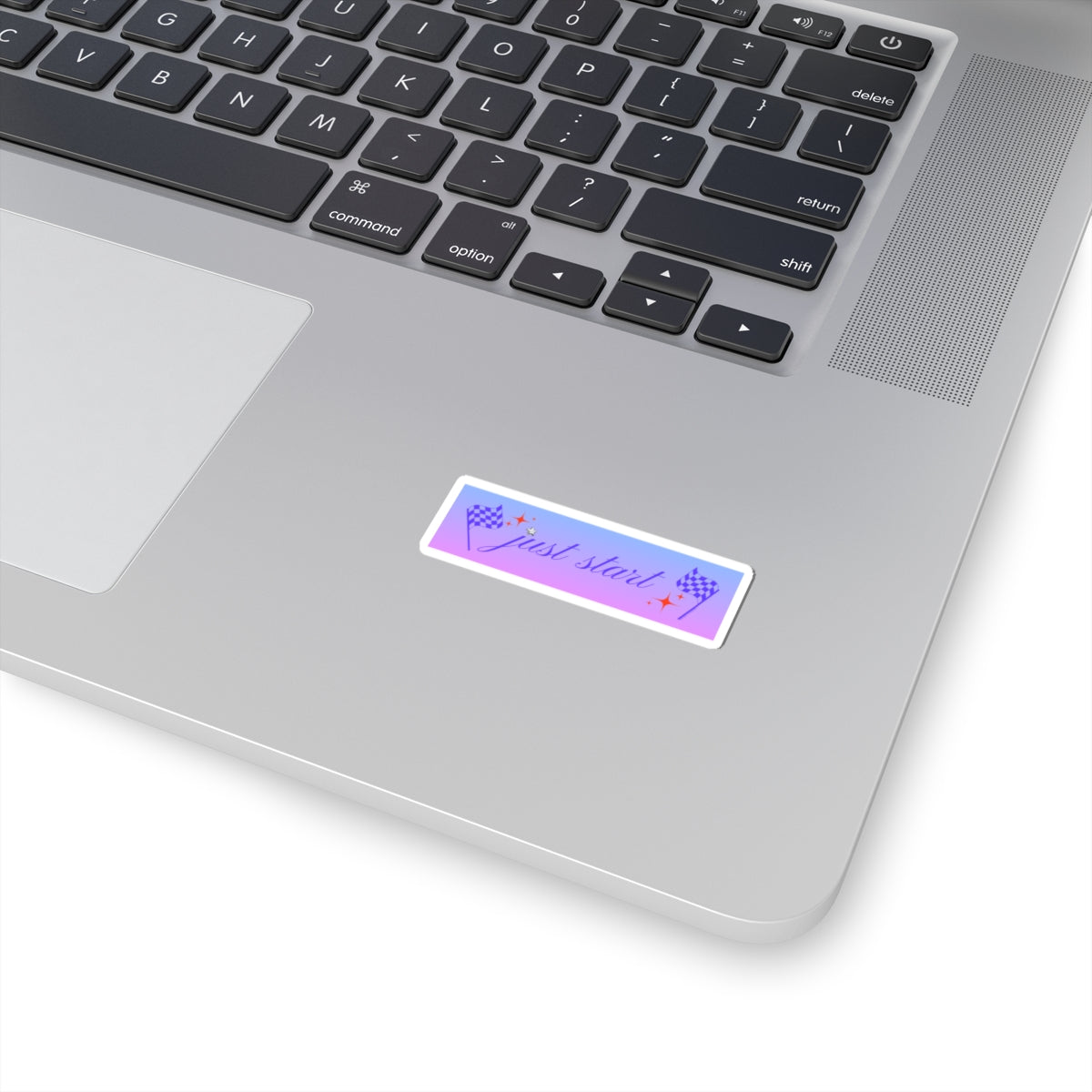 Just Start Motivational Racing Flag Starry Kiss Cut Sticker Graphite Creme ✨