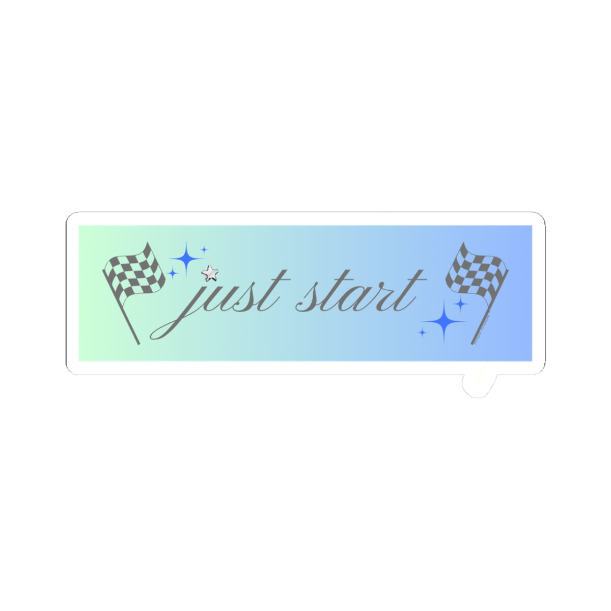 Just Start Motivational Racing Flag Starry Kiss Cut Sticker Sky Haze ✨