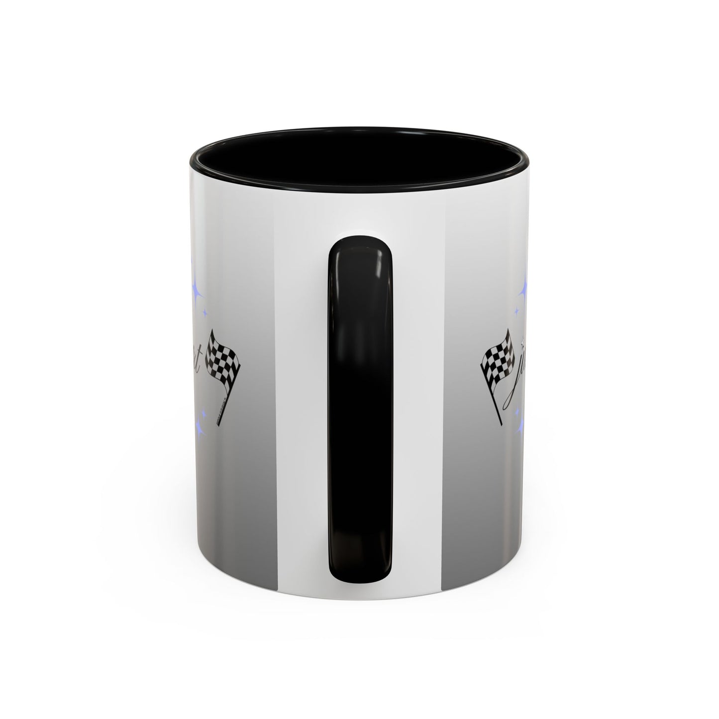 Just Start Motivational Racing Flag Starry Coffee Mug in Silver Space ☕️