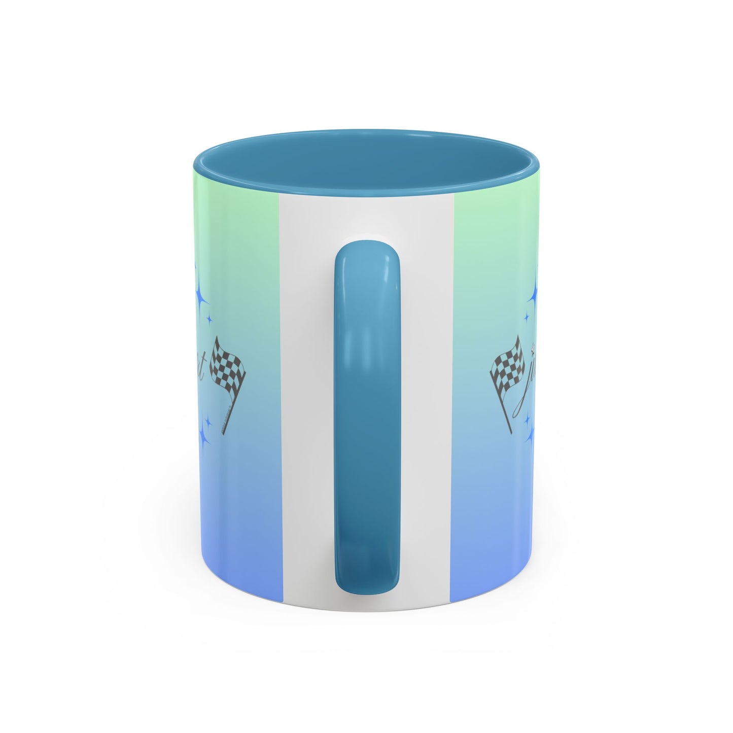 Just Start Motivational Racing Flag Starry Coffee Mug in Sky Haze ☕️