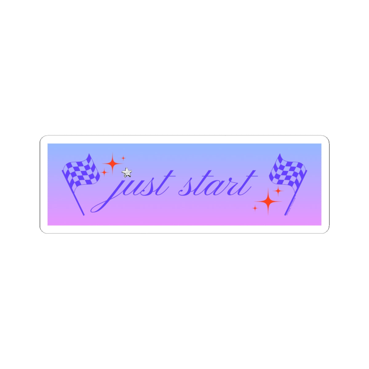 Just Start Motivational Racing Flag Starry Kiss Cut Sticker Graphite Creme ✨