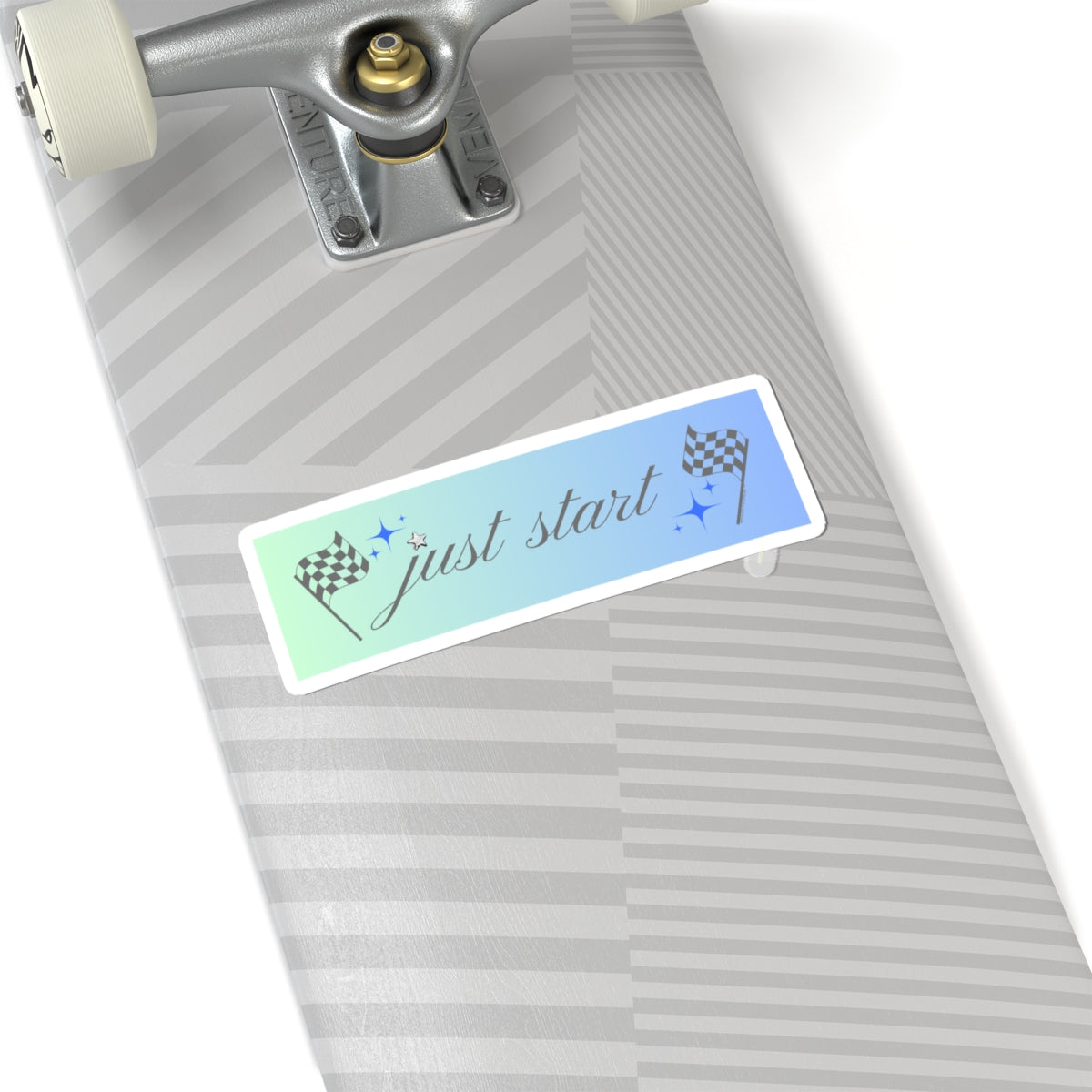Just Start Motivational Racing Flag Starry Kiss Cut Sticker Sky Haze ✨
