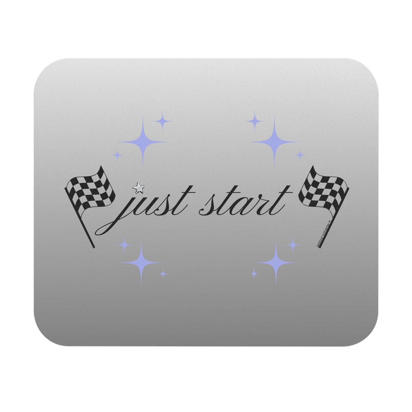 Just Start Motivational Racing Gamer Mouse Pad Silver Space 🖱️