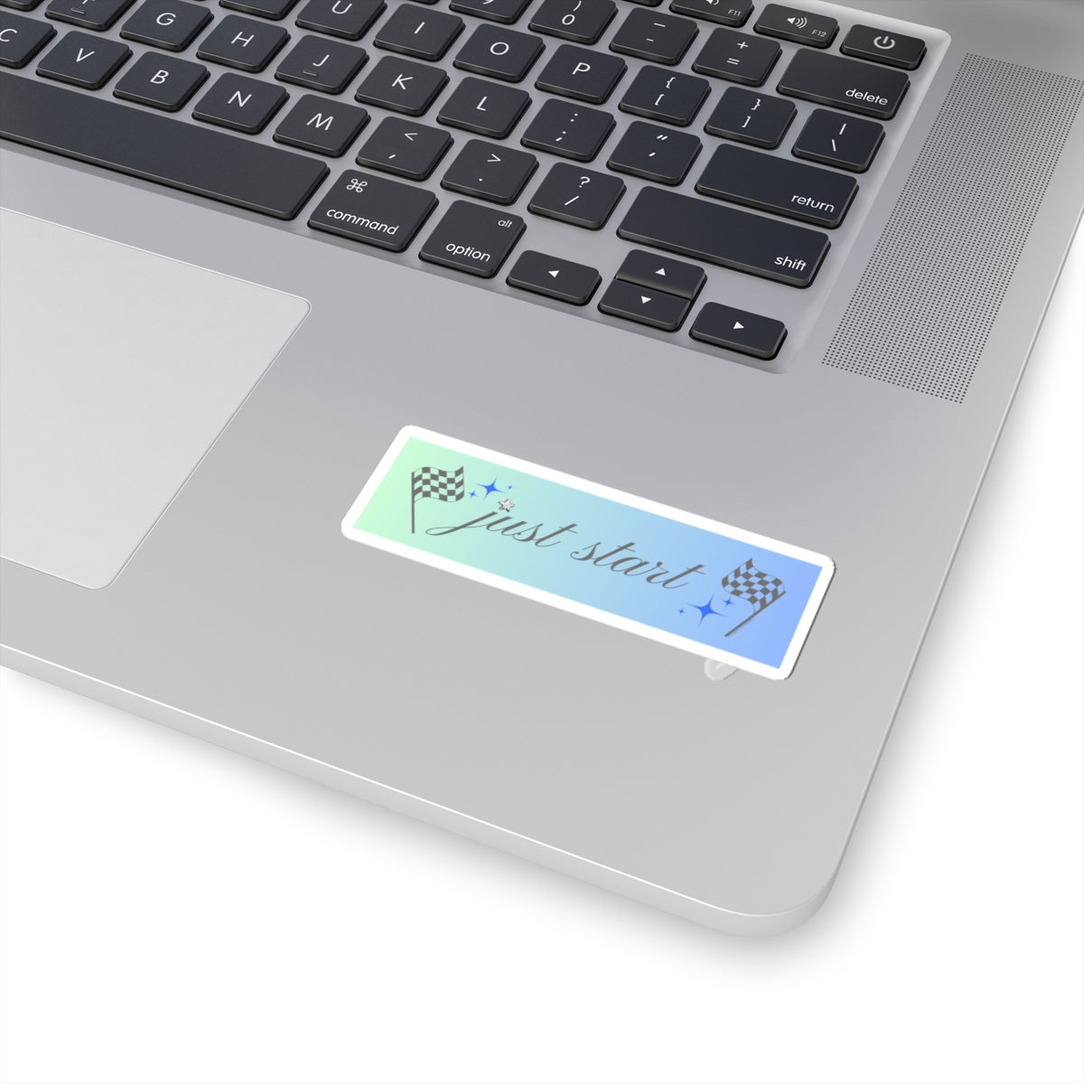 Just Start Motivational Racing Flag Starry Kiss Cut Sticker Sky Haze ✨