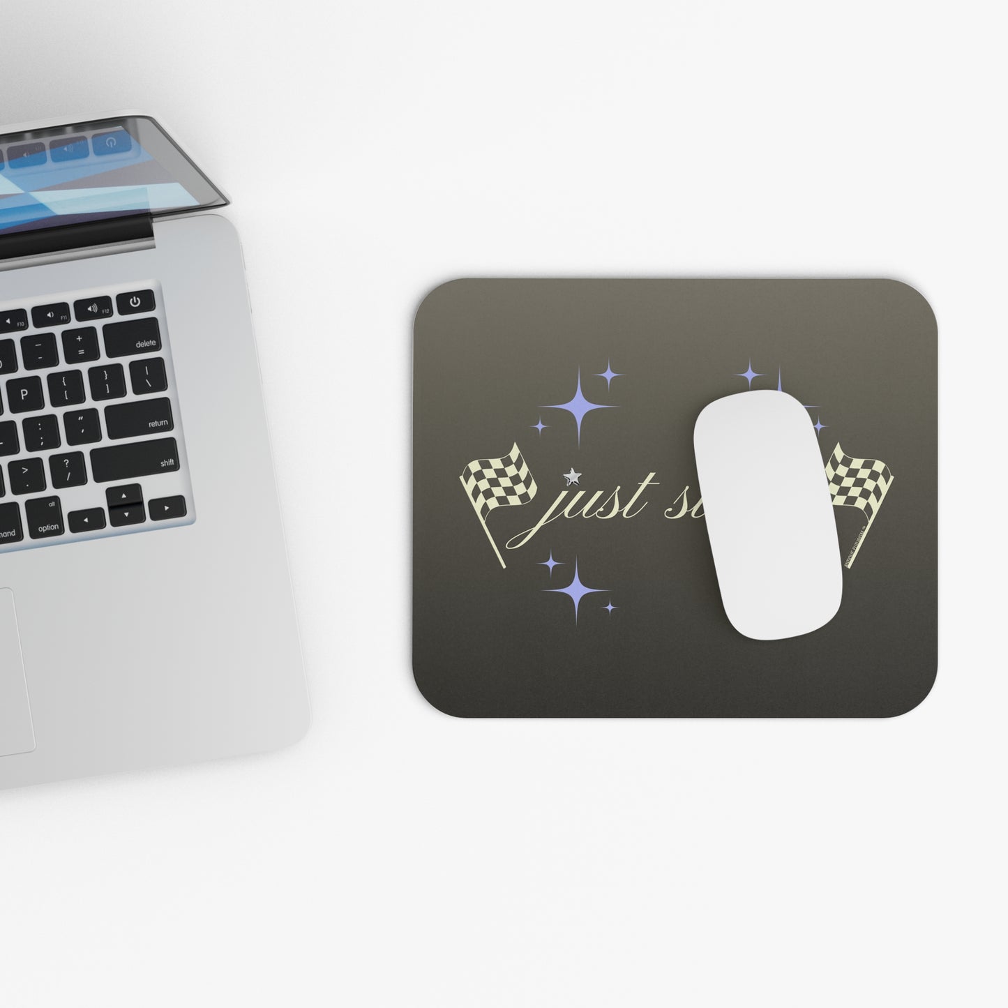 Just Start Motivational Racing Gamer Mouse Pad Graphite Creme 🖱️