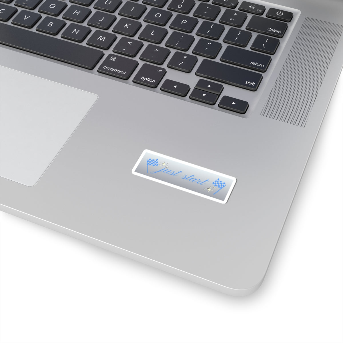 Just Start Motivational Racing Flag Starry Kiss Cut Sticker Star Blue ✨