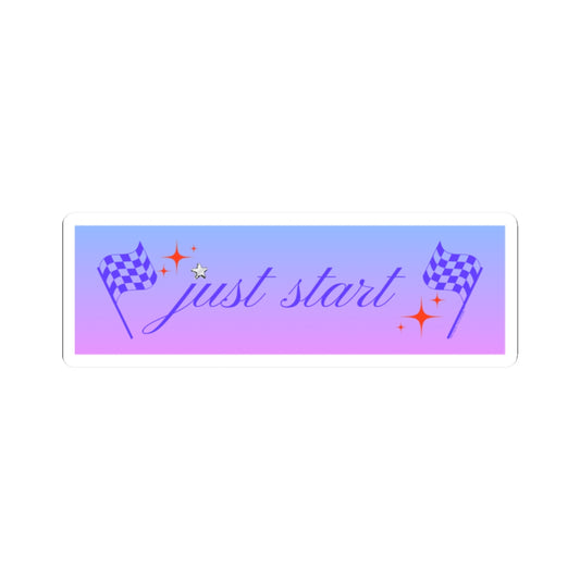 Just Start Motivational Racing Flag Starry Kiss Cut Sticker Graphite Creme ✨
