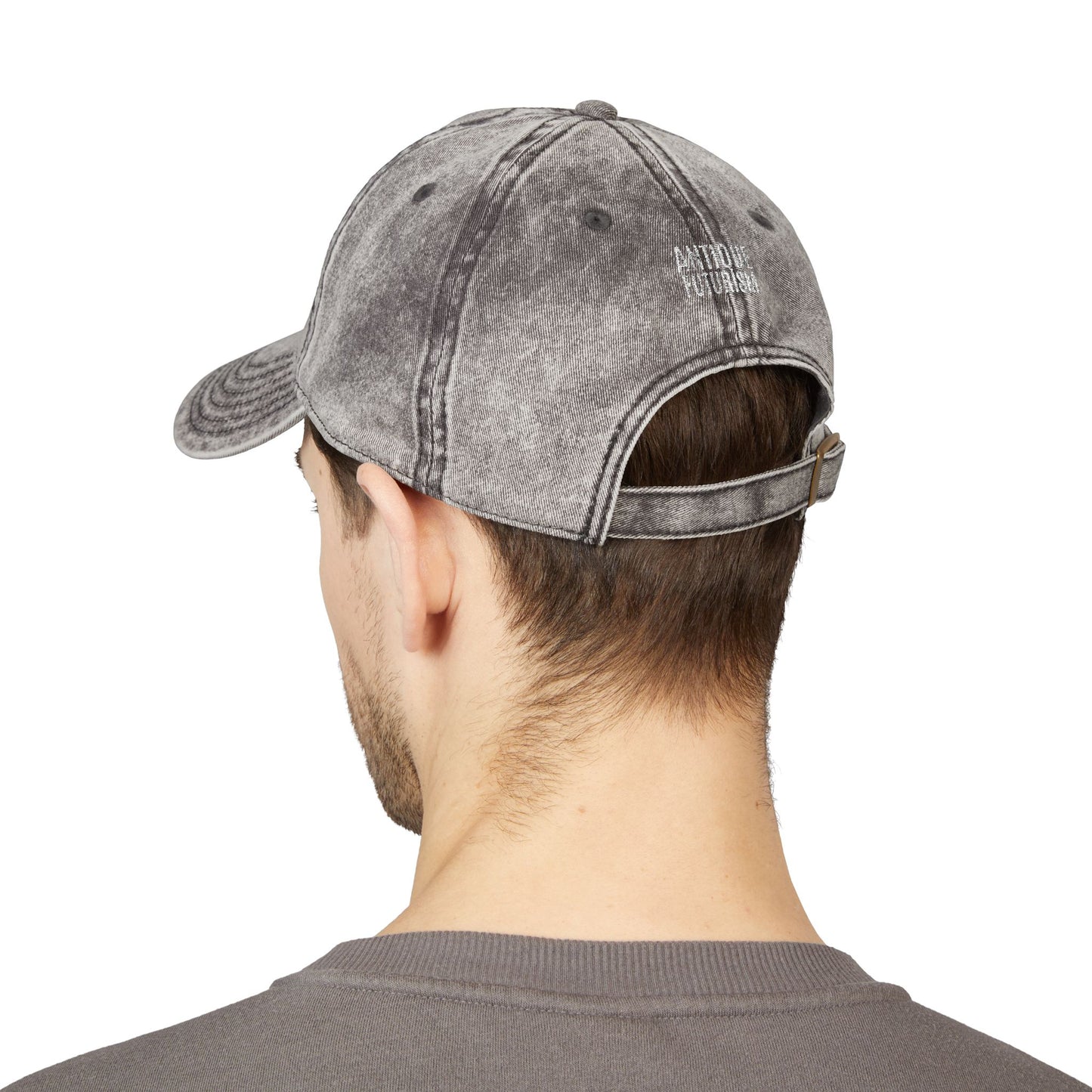 Mesh Network Embroidered Baseball Cap White on Charcoal Grey