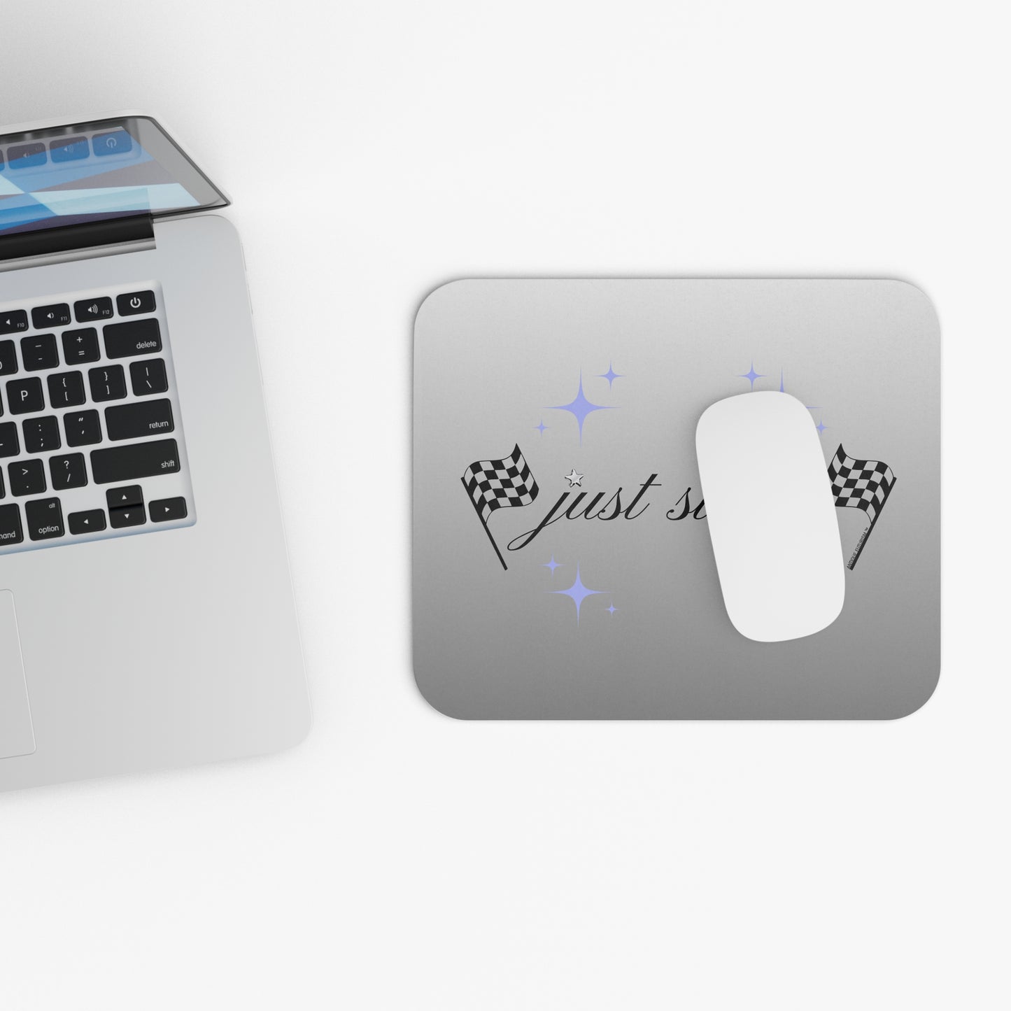 Just Start Motivational Racing Gamer Mouse Pad Silver Space 🖱️