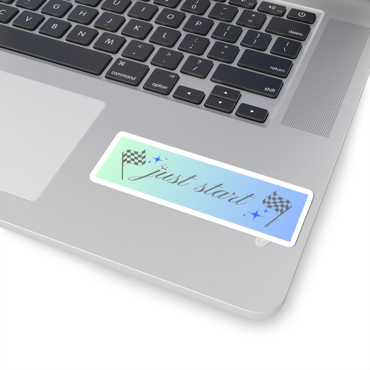 Just Start Motivational Racing Flag Starry Kiss Cut Sticker Sky Haze ✨