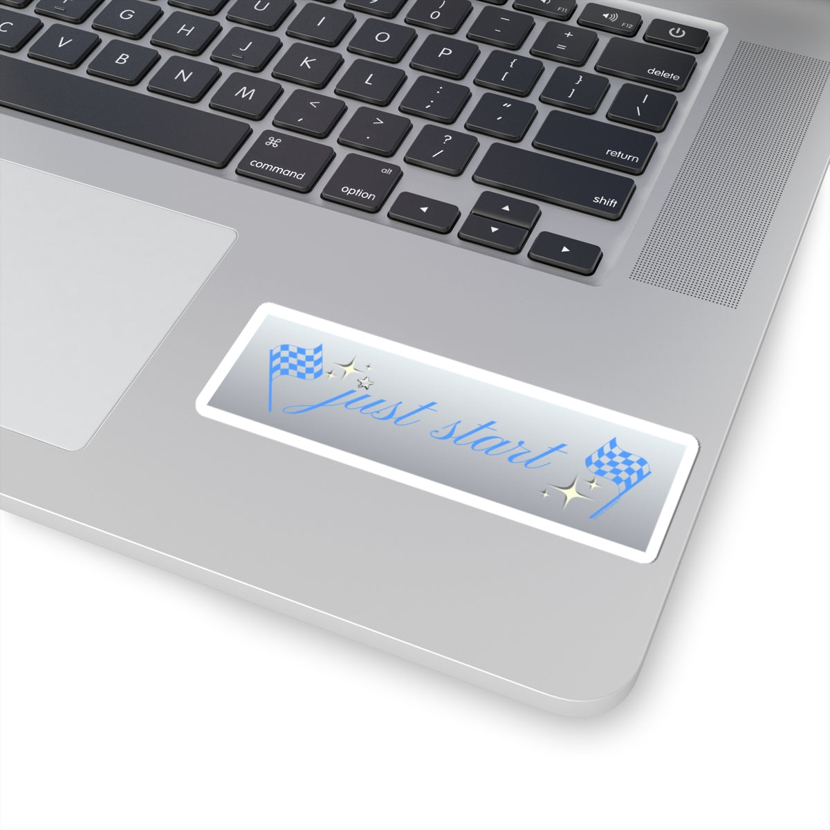 Just Start Motivational Racing Flag Starry Kiss Cut Sticker Star Blue ✨