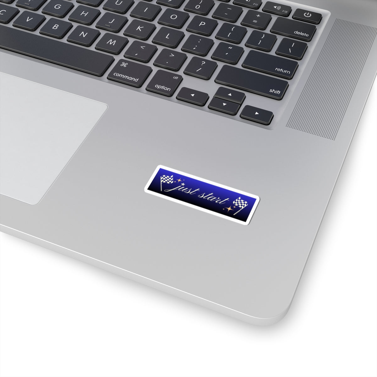 Just Start Motivational Racing Flag Starry Kiss Cut Sticker Midnight Light ✨