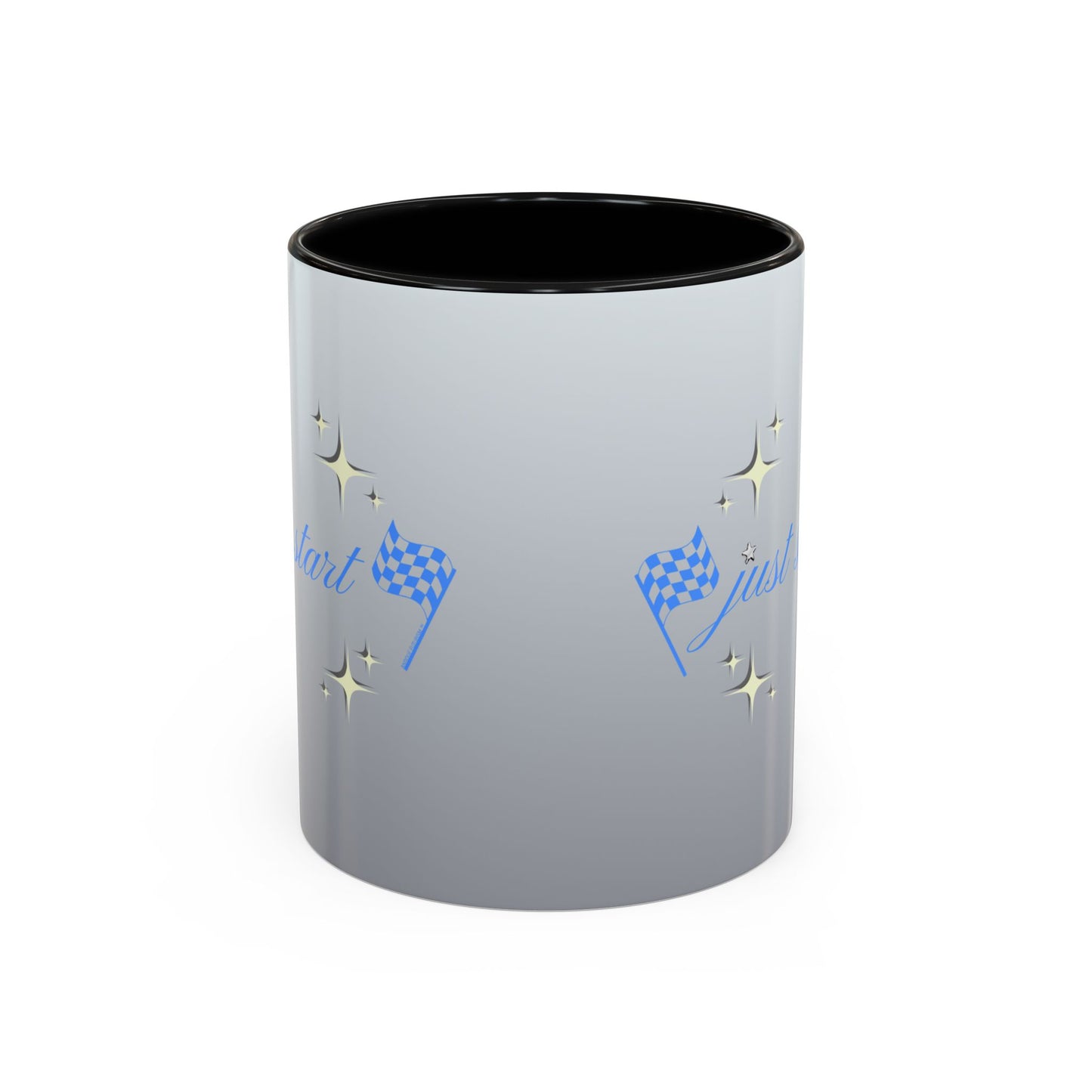 Just Start Motivational Racing Flag Starry Coffee Mug in Star Blue ☕️