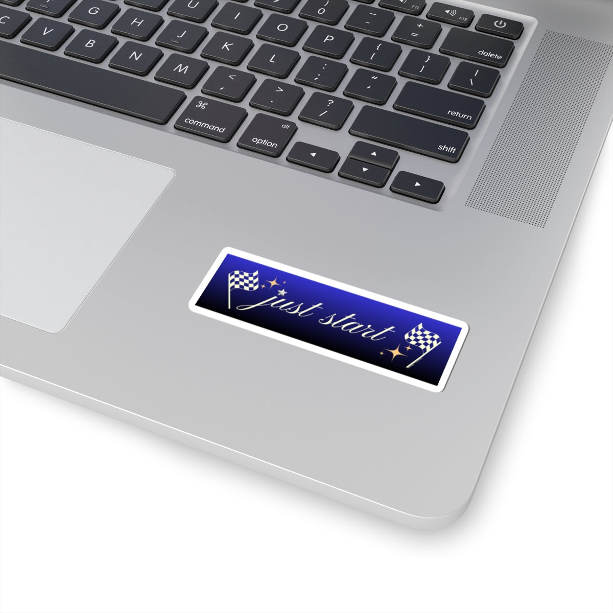 Just Start Motivational Racing Flag Starry Kiss Cut Sticker Midnight Light ✨