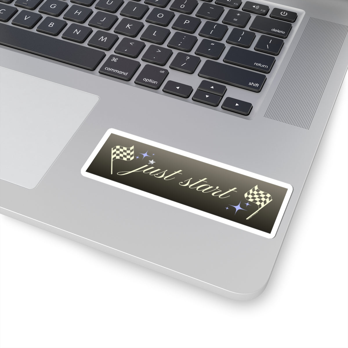 Just Start Motivational Racing Flag Starry Kiss Cut Sticker Graphite Creme ✨