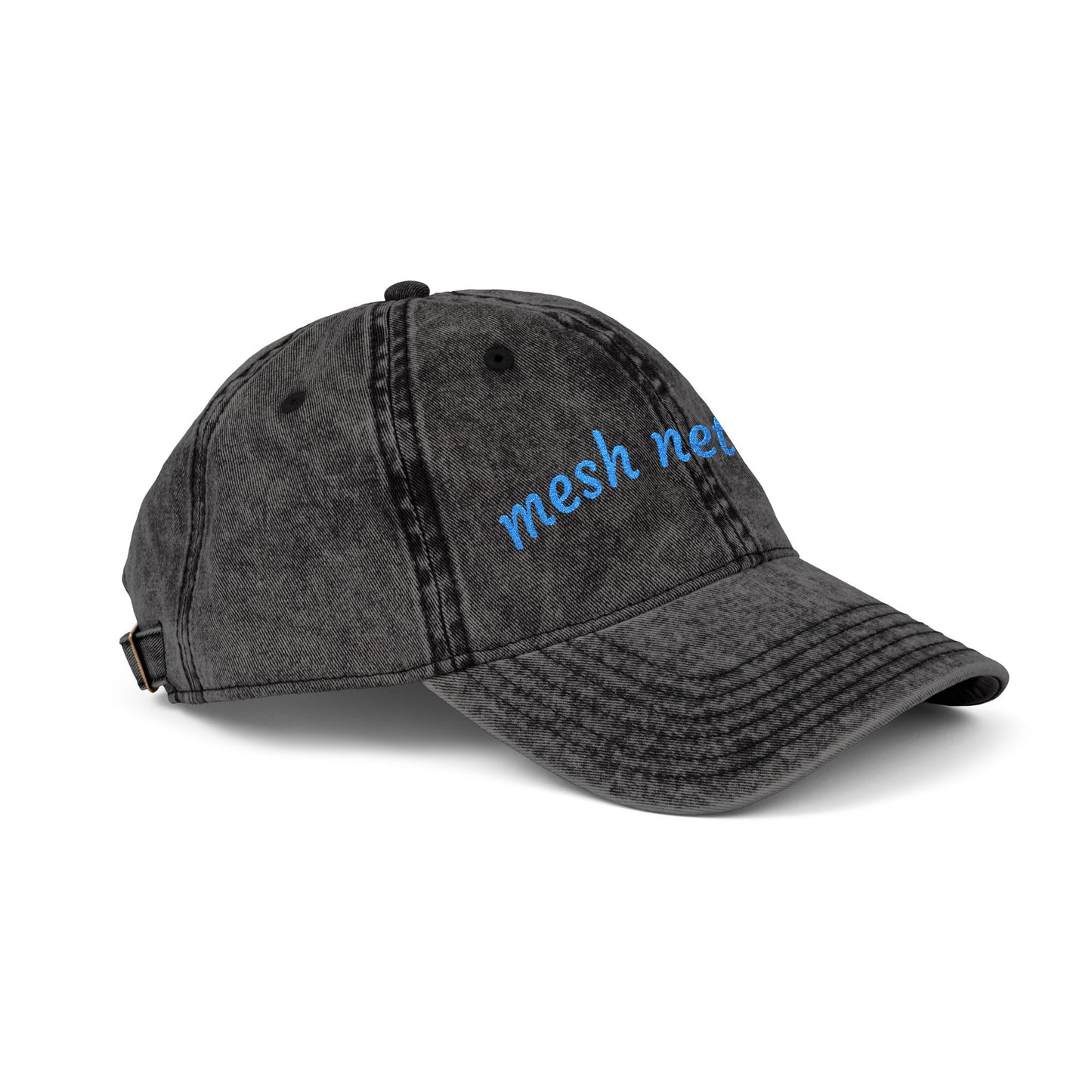 Mesh Network Embroidered Baseball Cap Sky Blue Charcoal Black