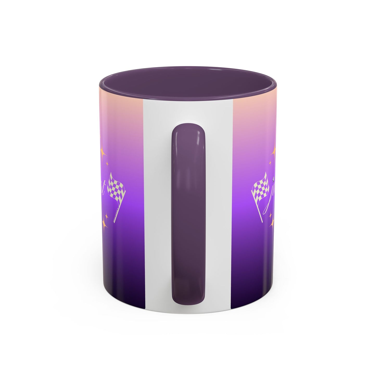 Just Start Motivational Racing Flag Starry Coffee Mug in Sunset Creme ☕️
