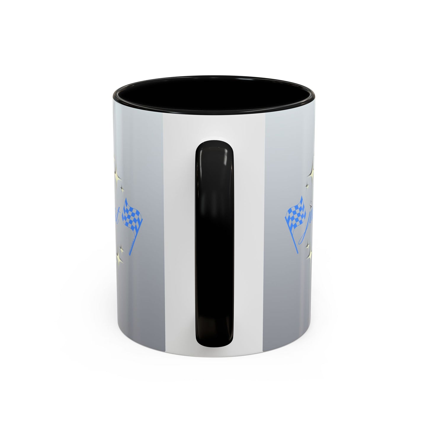 Just Start Motivational Racing Flag Starry Coffee Mug in Star Blue ☕️