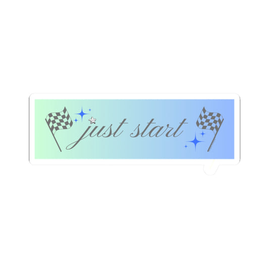 Just Start Motivational Racing Flag Starry Kiss Cut Sticker Sky Haze ✨