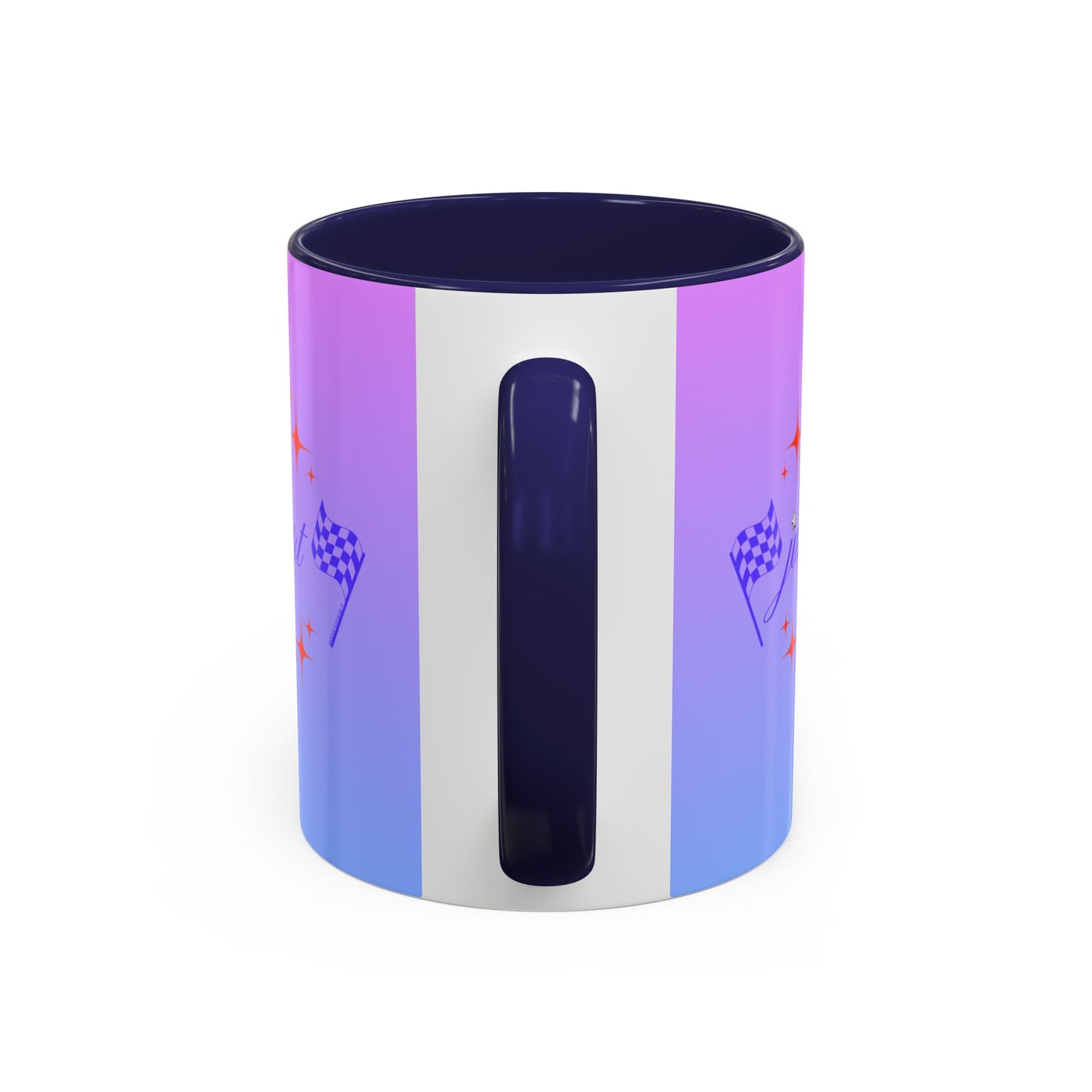 Just Start Motivational Racing Flag Starry Coffee Mug in Indigo Red ☕️